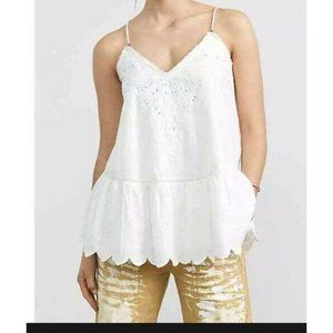 ANTHROPOLOGIE Let Me Be Lace Peplum Tank NWT White $148 Romantic Sz 10 Cottage